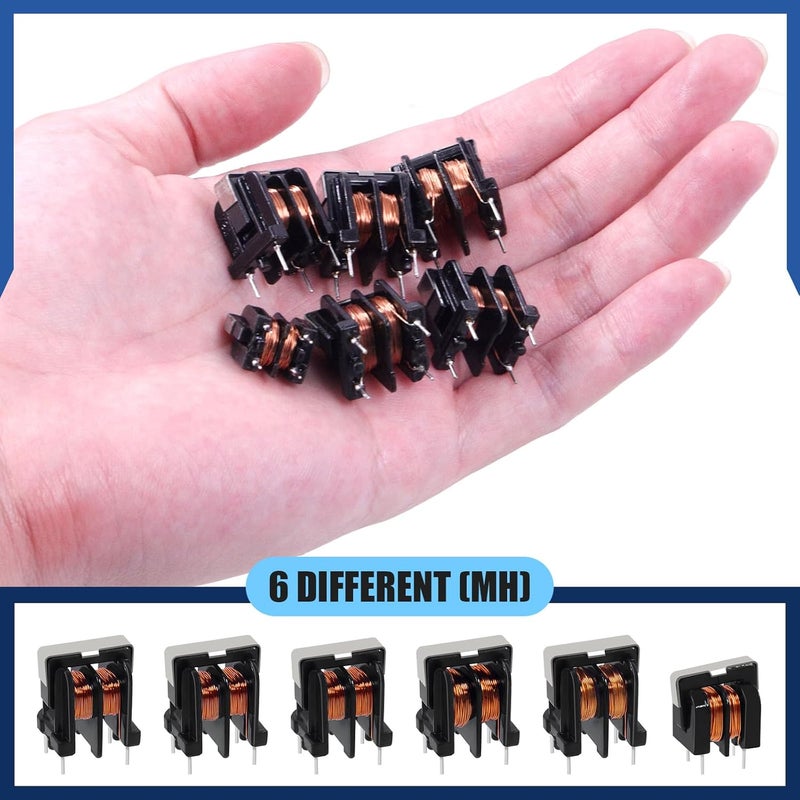 Glarks 24pcs 5/10/15/20/30/40 MH Toroid Magnetic Inductor Kit, Copper Wire Wind Wound Inductance Coil, Inductance Copper Coil for Transformers DIY Circuit Board - Image 5